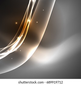 Energy lines, glowing waves in the dark, vector abstract background. Vector business or technology presentation design template, brochure or flyer pattern, or geometric web banner