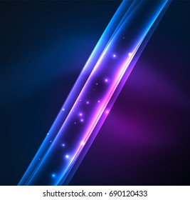 Energy lines, glowing waves in the dark, vector abstract background. Vector business or technology presentation design template, brochure or flyer pattern, or geometric web banner