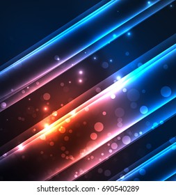 Energy lines, glowing waves in the dark, vector abstract background. Vector business or technology presentation design template, brochure or flyer pattern, or geometric web banner