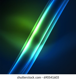 Energy lines, glowing waves in the dark, vector abstract background. Vector business or technology presentation design template, brochure or flyer pattern, or geometric web banner