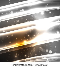 Energy lines, glowing waves in the dark, vector abstract background. Vector business or technology presentation design template, brochure or flyer pattern, or geometric web banner