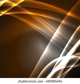 Energy lines, glowing waves in the dark, vector abstract background. Vector business or technology presentation design template, brochure or flyer pattern, or geometric web banner
