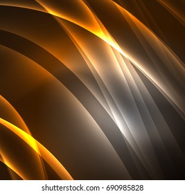 Energy lines, glowing waves in the dark, vector abstract background. Vector business or technology presentation design template, brochure or flyer pattern, or geometric web banner