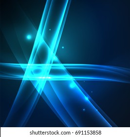 Energy lines, glowing waves in the dark, vector abstract background. Vector business or technology presentation design template, brochure or flyer pattern, or geometric web banner