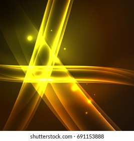 Energy lines, glowing waves in the dark, vector abstract background. Vector business or technology presentation design template, brochure or flyer pattern, or geometric web banner