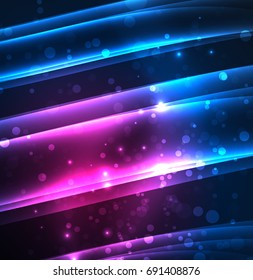 Energy lines, glowing waves in the dark, vector abstract background. Vector business or technology presentation design template, brochure or flyer pattern, or geometric web banner