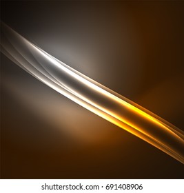 Energy lines, glowing waves in the dark, vector abstract background. Vector business or technology presentation design template, brochure or flyer pattern, or geometric web banner