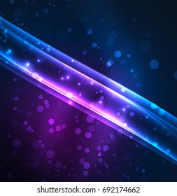 Energy lines, glowing waves in the dark, vector abstract background. Vector business or technology presentation design template, brochure or flyer pattern, or geometric web banner