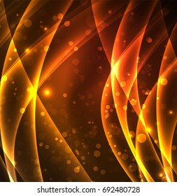 Energy lines, glowing waves in the dark, vector abstract background. Vector business or technology presentation design template, brochure or flyer pattern, or geometric web banner