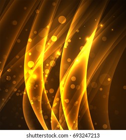 Energy lines, glowing waves in the dark, vector abstract background. Vector business or technology presentation design template, brochure or flyer pattern, or geometric web banner