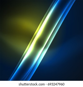 Energielinien, leuchtende Wellen im Dunkeln, Vektorgrafik-abstrakter Hintergrund. Design-Vorlage für Vektorgrafik-Präsentationen, Broschüren oder Flyer-Muster oder geometrisches Webbanner
