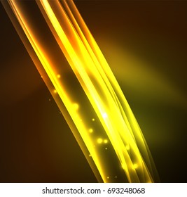 Energy lines, glowing waves in the dark, vector abstract background. Vector business or technology presentation design template, brochure or flyer pattern, or geometric web banner