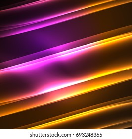 Energy lines, glowing waves in the dark, vector abstract background. Vector business or technology presentation design template, brochure or flyer pattern, or geometric web banner