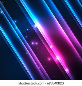 Energy lines, glowing waves in the dark, vector abstract background. Vector business or technology presentation design template, brochure or flyer pattern, or geometric web banner