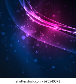 Energy lines, glowing waves in the dark, vector abstract background. Vector business or technology presentation design template, brochure or flyer pattern, or geometric web banner