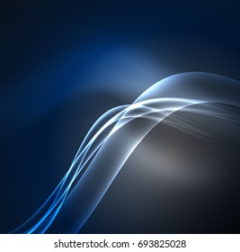 Energy lines, glowing waves in the dark, vector abstract background. Vector business or technology presentation design template, brochure or flyer pattern, or geometric web banner