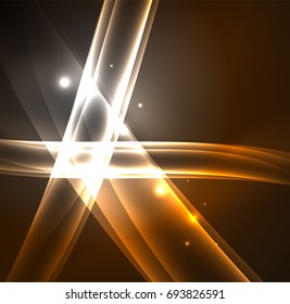 Líneas de energía, ondas brillantes en el fondo oscuro, vector abstracto. Plantilla de diseño de presentación de vocabulario o tecnología, patrón de folleto o volante, o banner web geométrico