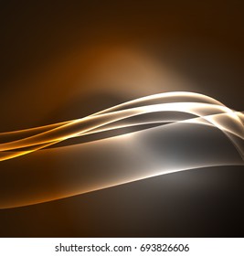 Energy lines, glowing waves in the dark, vector abstract background. Vector business or technology presentation design template, brochure or flyer pattern, or geometric web banner