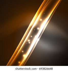 Energy lines, glowing waves in the dark, vector abstract background. Vector business or technology presentation design template, brochure or flyer pattern, or geometric web banner