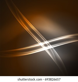 Líneas de energía, ondas brillantes en el fondo oscuro, vector abstracto. Plantilla de diseño de presentación de vocabulario o tecnología, patrón de folleto o volante, o banner web geométrico