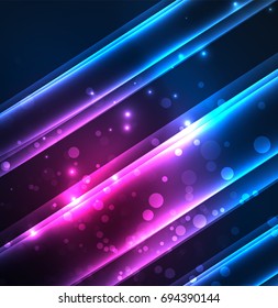 Líneas de energía, ondas brillantes en el fondo oscuro, vector abstracto. Plantilla de diseño de presentación de vocabulario o tecnología, patrón de folleto o volante, o banner web geométrico