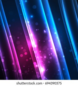 Líneas de energía, ondas brillantes en el fondo oscuro, vector abstracto. Plantilla de diseño de presentación de vocabulario o tecnología, patrón de folleto o volante, o banner web geométrico