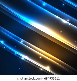 Energielinien, leuchtende Wellen im Dunkeln, Vektorgrafik-abstrakter Hintergrund. Design-Vorlage für Vektorgrafik-Präsentationen, Broschüren oder Flyer-Muster oder geometrisches Webbanner