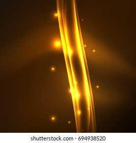Energy lines, glowing waves in the dark, vector abstract background. Vector business or technology presentation design template, brochure or flyer pattern, or geometric web banner
