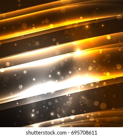 Líneas de energía, ondas brillantes en el fondo oscuro, vector abstracto. Plantilla de diseño de presentación de vocabulario o tecnología, patrón de folleto o volante, o banner web geométrico