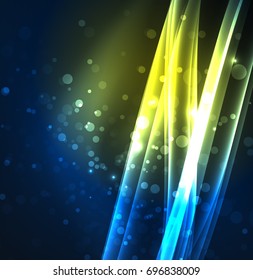 Energy lines, glowing waves in the dark, vector abstract background. Vector business or technology presentation design template, brochure or flyer pattern, or geometric web banner