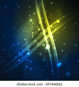Energy lines, glowing waves in the dark, vector abstract background. Vector business or technology presentation design template, brochure or flyer pattern, or geometric web banner