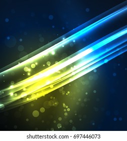 Energy lines, glowing waves in the dark, vector abstract background. Vector business or technology presentation design template, brochure or flyer pattern, or geometric web banner