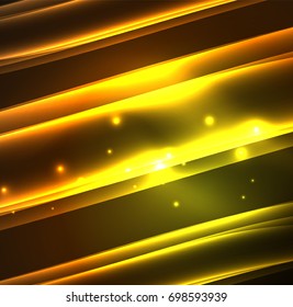 Energy lines, glowing waves in the dark, vector abstract background. Vector business or technology presentation design template, brochure or flyer pattern, or geometric web banner