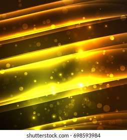Energy lines, glowing waves in the dark, vector abstract background. Vector business or technology presentation design template, brochure or flyer pattern, or geometric web banner