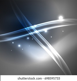 Energy lines, glowing waves in the dark, vector abstract background. Vector business or technology presentation design template, brochure or flyer pattern, or geometric web banner