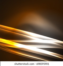 Energy lines, glowing waves in the dark, vector abstract background. Vector business or technology presentation design template, brochure or flyer pattern, or geometric web banner