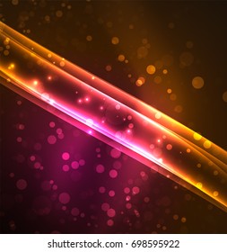 Energy lines, glowing waves in the dark, vector abstract background. Vector business or technology presentation design template, brochure or flyer pattern, or geometric web banner