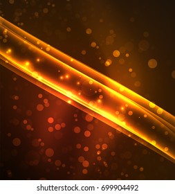 Líneas de energía, ondas brillantes en el fondo oscuro, vector abstracto. Plantilla de diseño de presentación de vocabulario o tecnología, patrón de folleto o volante, o banner web geométrico