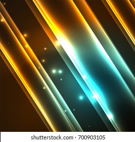 Energy lines, glowing waves in the dark, vector abstract background. Vector business or technology presentation design template, brochure or flyer pattern, or geometric web banner