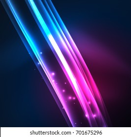 Energy lines, glowing waves in the dark, vector abstract background. Vector business or technology presentation design template, brochure or flyer pattern, or geometric web banner