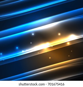 Energielinien, leuchtende Wellen im Dunkeln, Vektorgrafik-abstrakter Hintergrund. Design-Vorlage für Vektorgrafik-Präsentationen, Broschüren oder Flyer-Muster oder geometrisches Webbanner