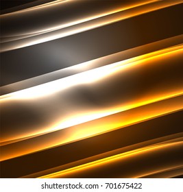 Energy lines, glowing waves in the dark, vector abstract background. Vector business or technology presentation design template, brochure or flyer pattern, or geometric web banner