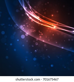 Energy lines, glowing waves in the dark, vector abstract background. Vector business or technology presentation design template, brochure or flyer pattern, or geometric web banner