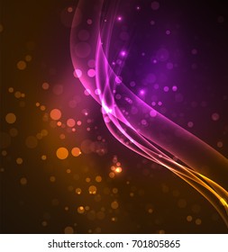 Líneas de energía, ondas brillantes en el fondo oscuro, vector abstracto. Plantilla de diseño de presentación de vocabulario o tecnología, patrón de folleto o volante, o banner web geométrico