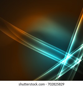 Energy lines, glowing waves in the dark, vector abstract background. Vector business or technology presentation design template, brochure or flyer pattern, or geometric web banner