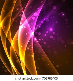 Energy lines, glowing waves in the dark, vector abstract background. Vector business or technology presentation design template, brochure or flyer pattern, or geometric web banner