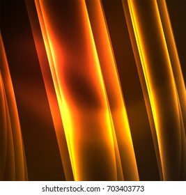 Energy lines, glowing waves in the dark, vector abstract background. Vector business or technology presentation design template, brochure or flyer pattern, or geometric web banner