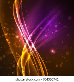 Linhas de energia, ondas brilhantes no escuro, fundo abstrato vetorial. Modelo de design de apresentação de tecnologia ou negócio de vetor, brochura ou padrão de folheto, ou banner web geométrico