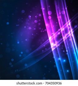 Energy lines, glowing waves in the dark, vector abstract background. Vector business or technology presentation design template, brochure or flyer pattern, or geometric web banner