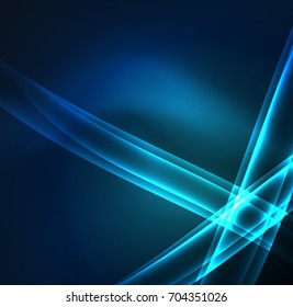 Líneas de energía, ondas brillantes en el fondo oscuro, vector abstracto. Plantilla de diseño de presentación de vocabulario o tecnología, patrón de folleto o volante, o banner web geométrico